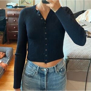 Everlane The Ribbed Cropped Cardigan